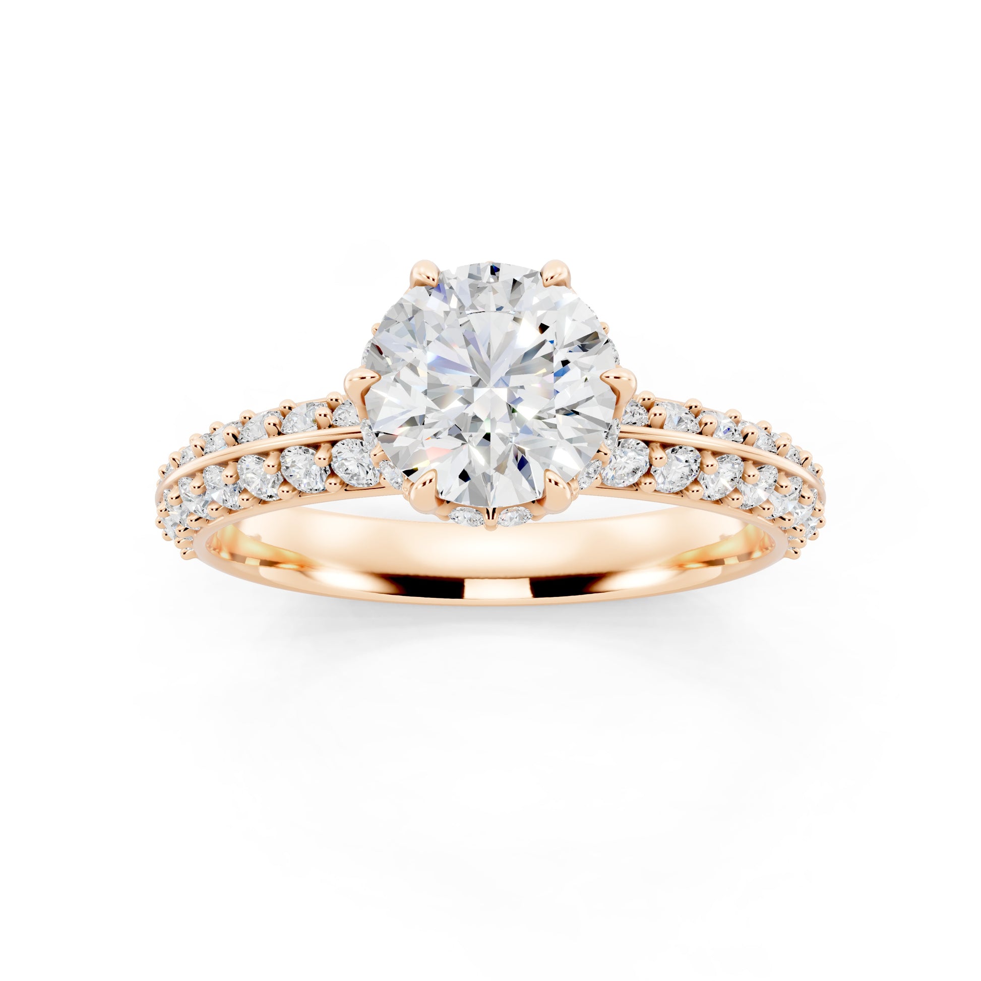 Customizable 1ct Lab Diamond center with double Row Pavé