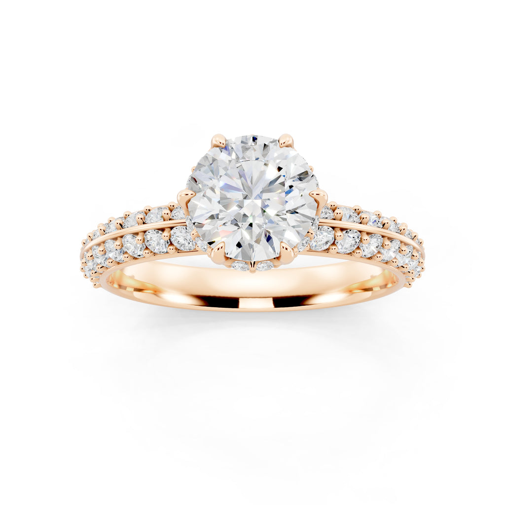 Customizable 1ct Lab Diamond center with double Row Pavé