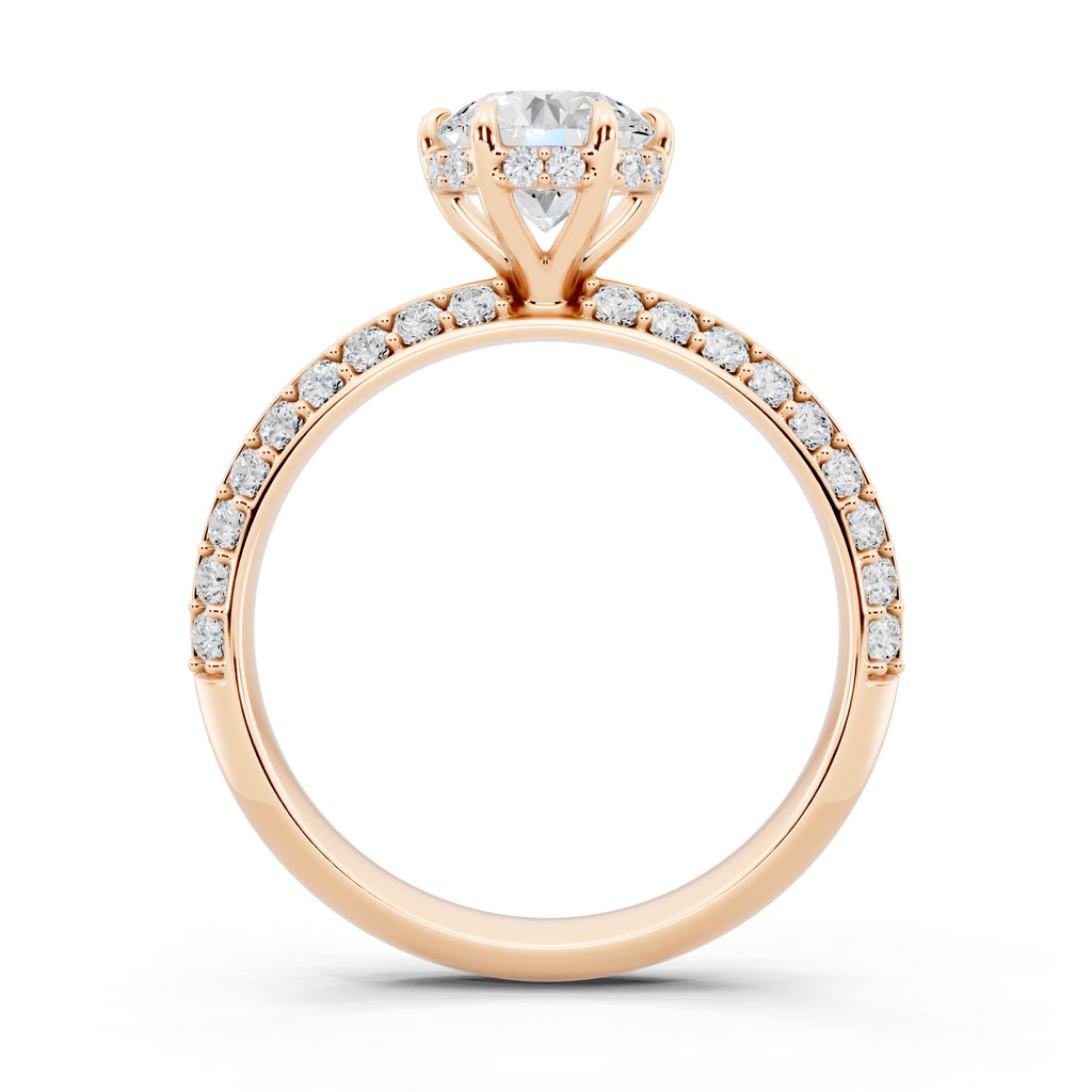Customizable 1ct Lab Diamond center with double Row Pavé