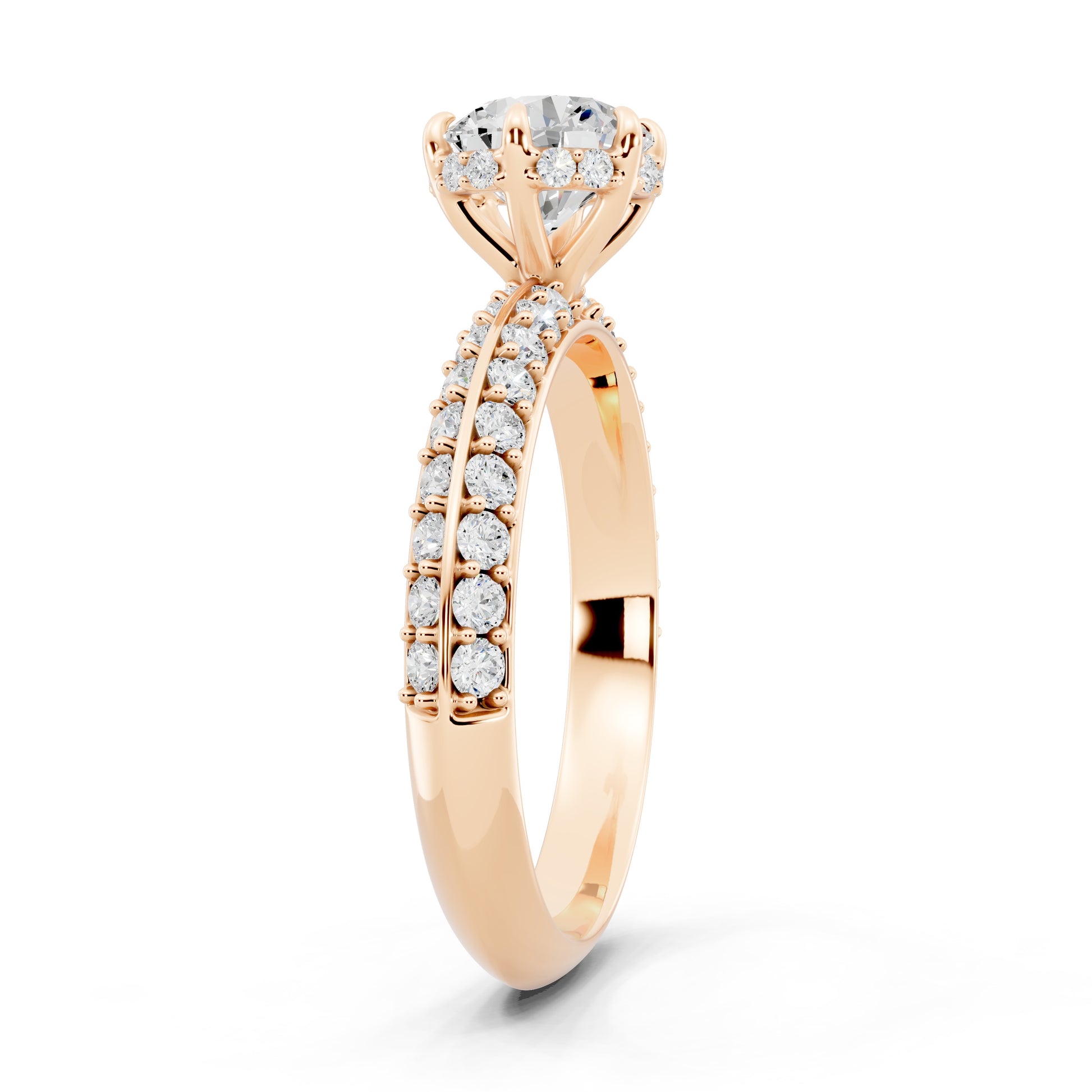 Customizable 1ct Lab Diamond center with double Row Pavé