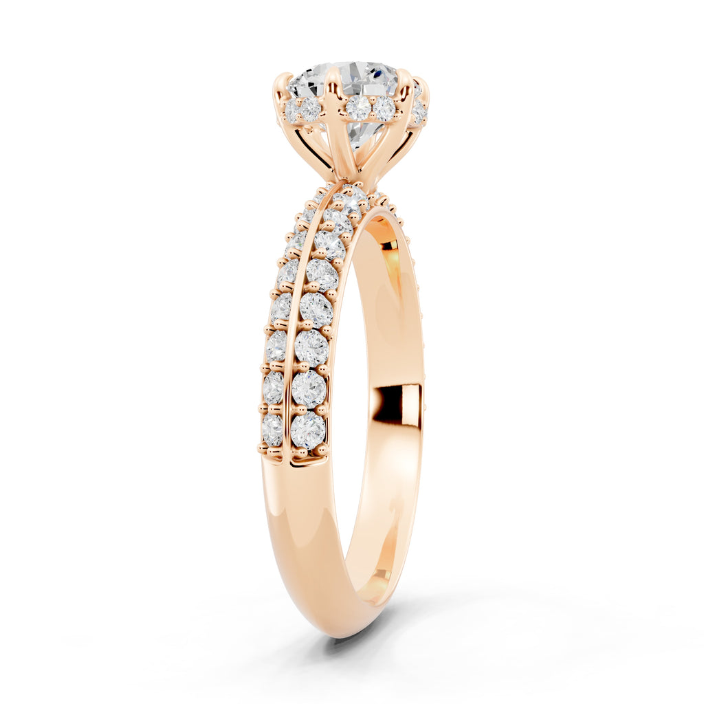 Customizable 1ct Lab Diamond center with double Row Pavé