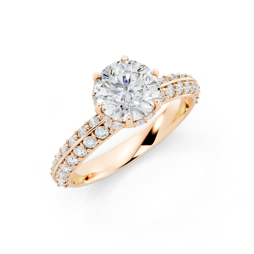 Customizable 1ct Lab Diamond center with double Row Pavé