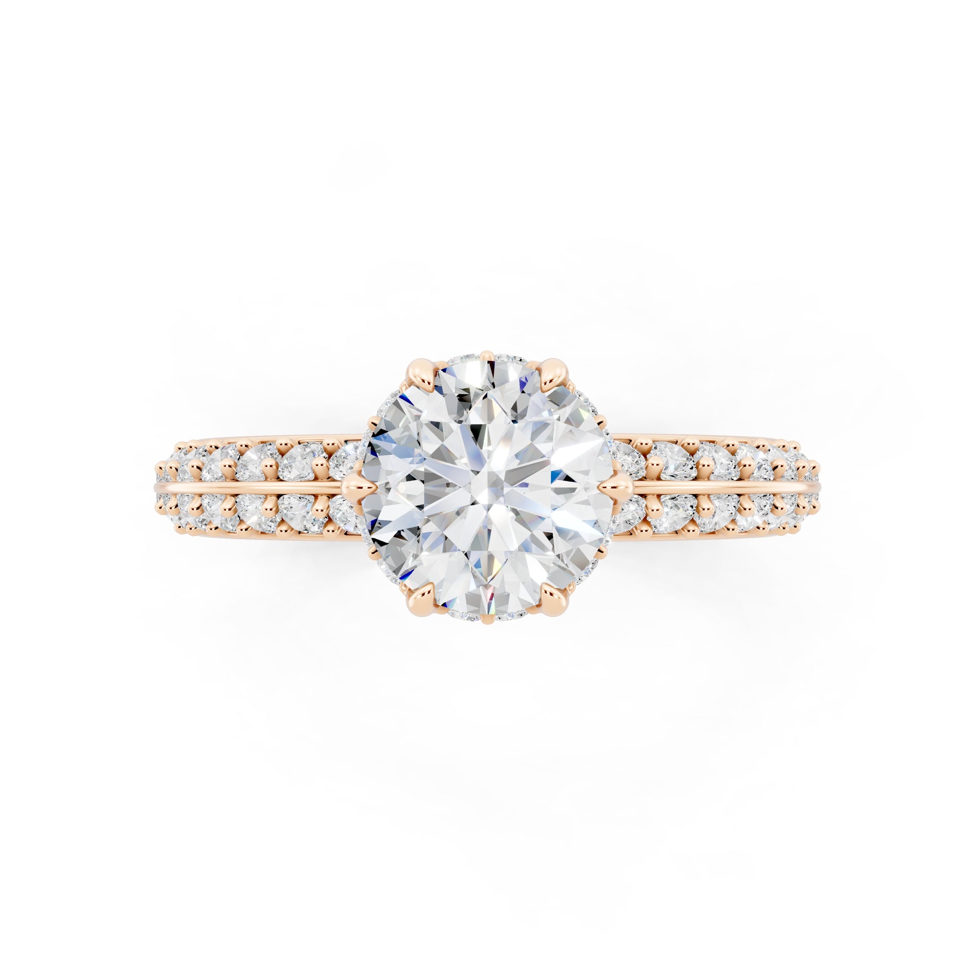 Customizable 1ct Lab Diamond center with double Row Pavé