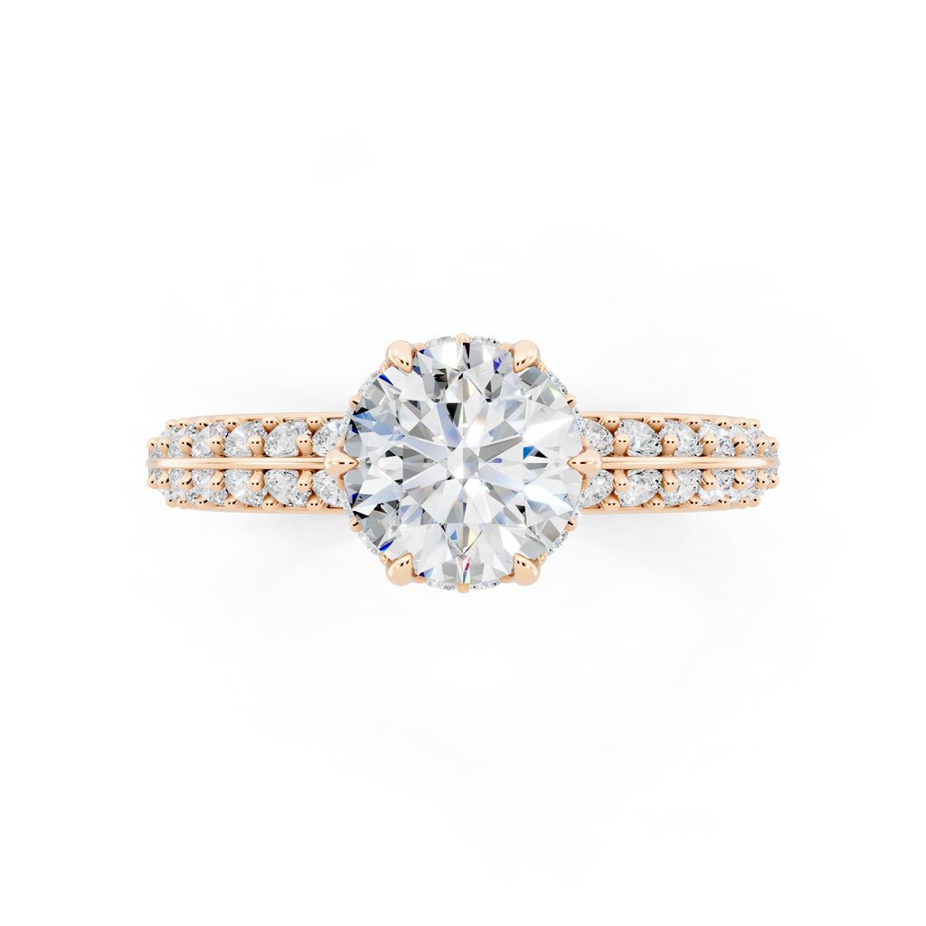 Customizable 1ct Lab Diamond center with double Row Pavé