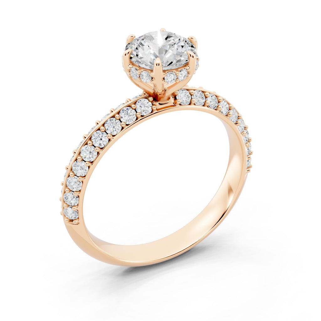 Customizable 1ct Lab Diamond center with double Row Pavé