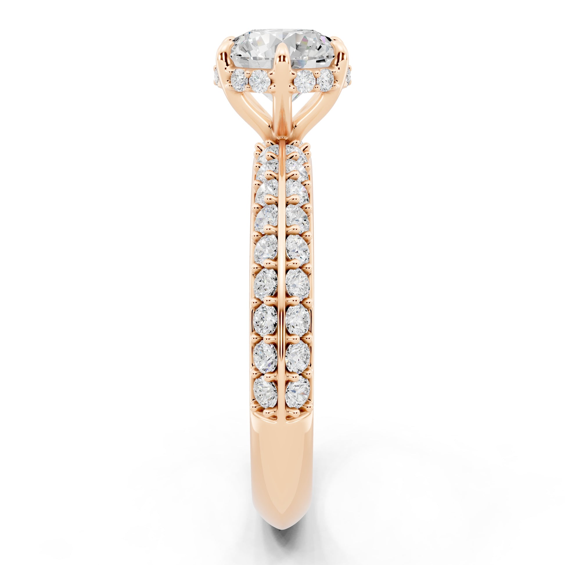 Customizable 1ct Lab Diamond center with double Row Pavé