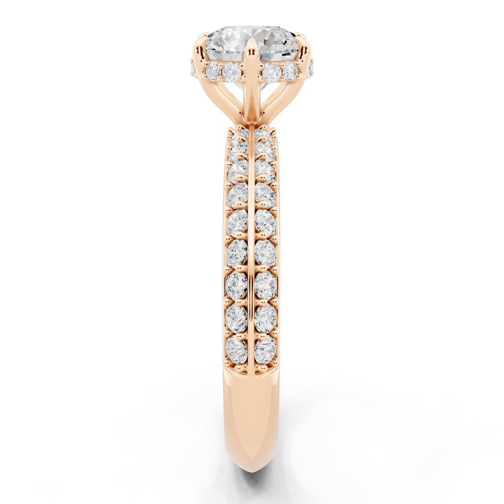 Customizable 1ct Lab Diamond center with double Row Pavé