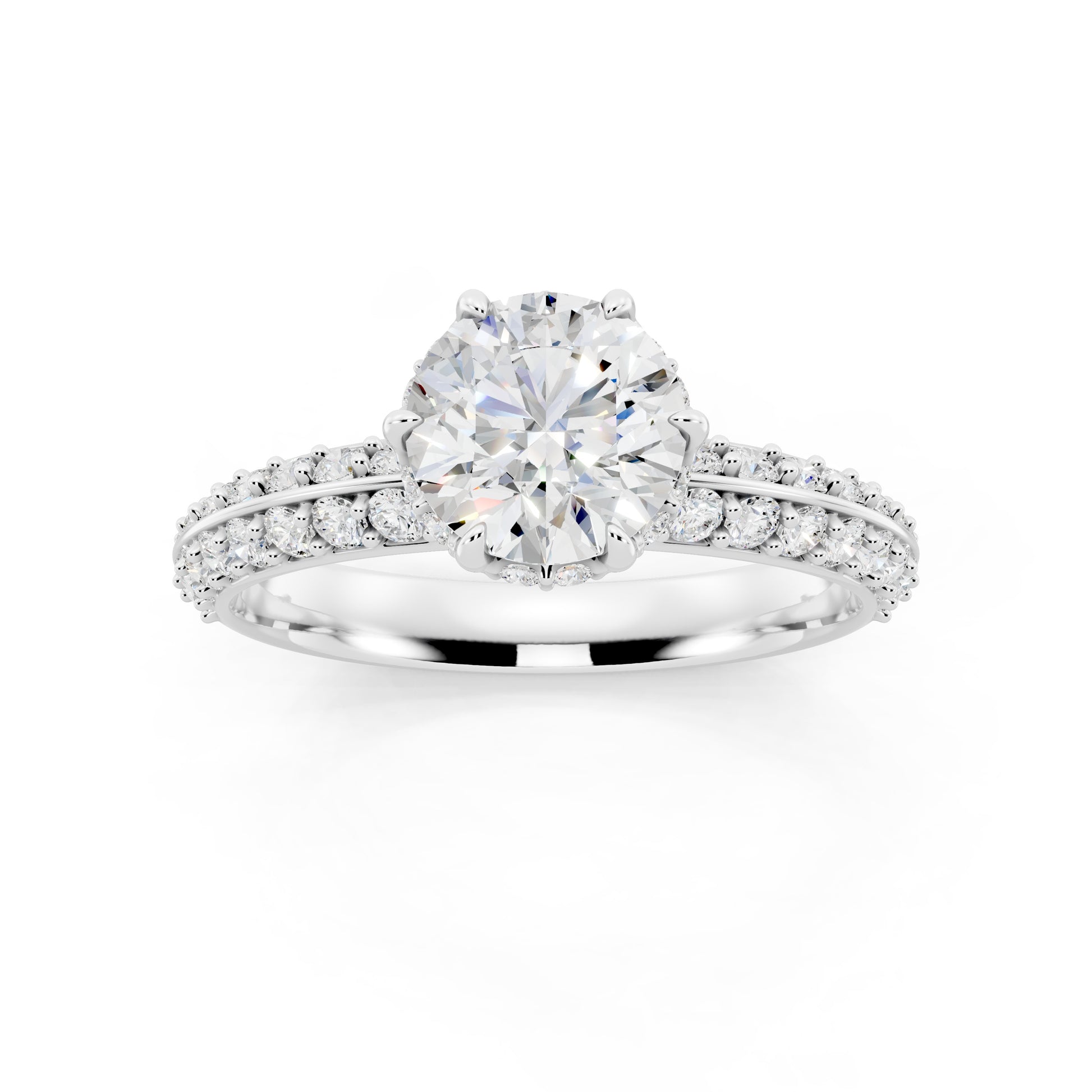 Customizable 1ct Lab Diamond center with double Row Pavé