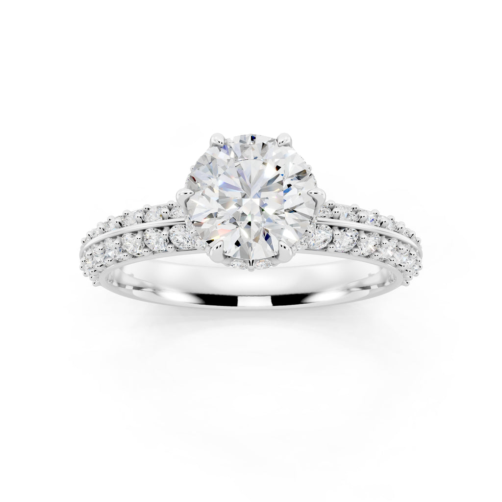 Customizable 1ct Lab Diamond center with double Row Pavé