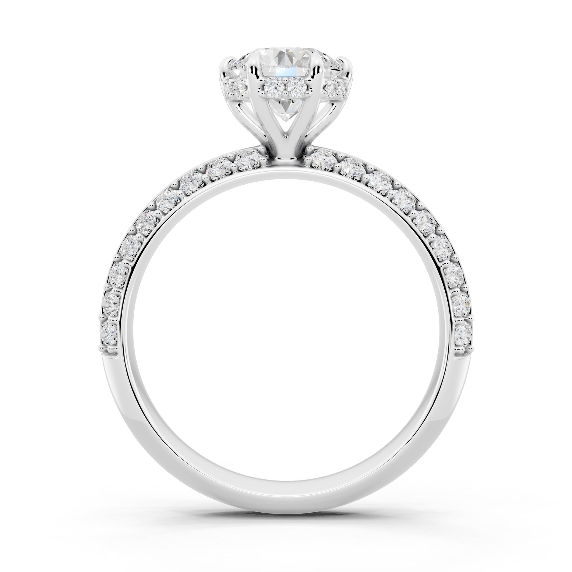 Customizable 1ct Lab Diamond center with double Row Pavé