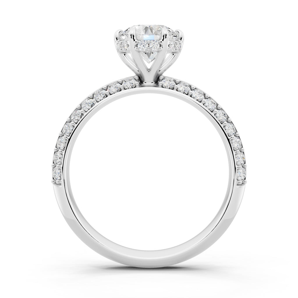Customizable 1ct Lab Diamond center with double Row Pavé