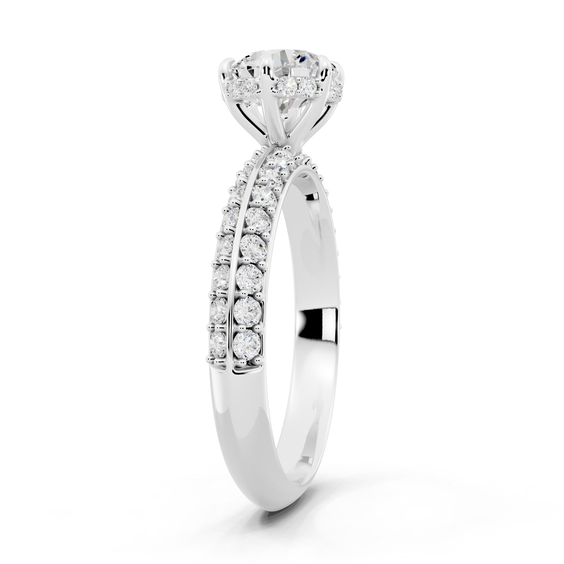 Customizable 1ct Lab Diamond center with double Row Pavé