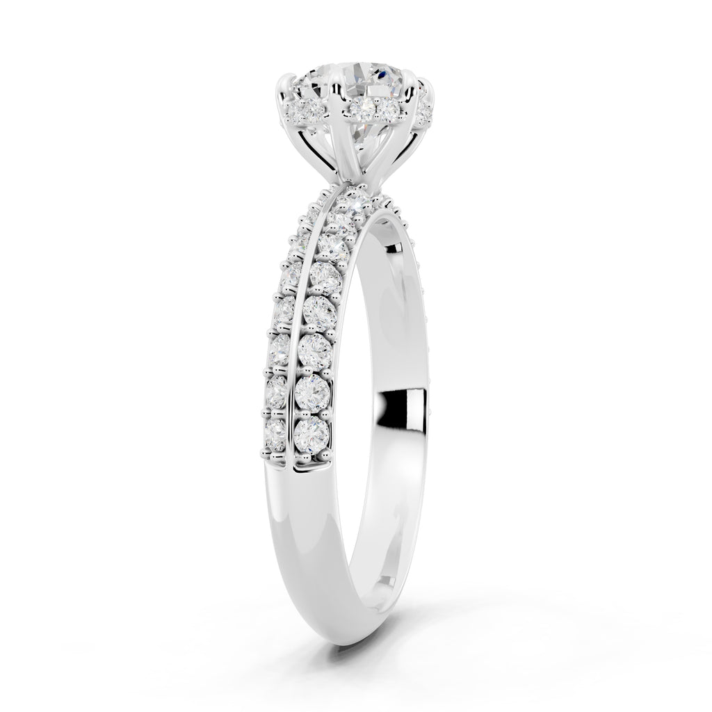 Customizable 1ct Lab Diamond center with double Row Pavé