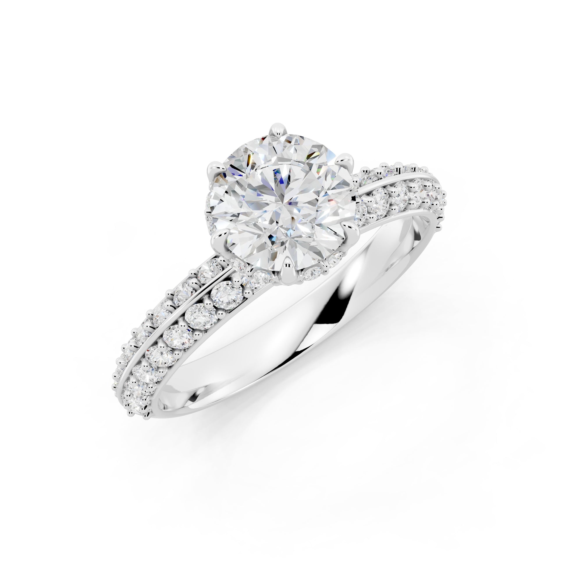 Customizable 1ct Lab Diamond center with double Row Pavé