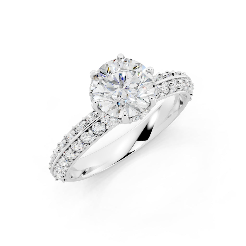 Customizable 1ct Lab Diamond center with double Row Pavé