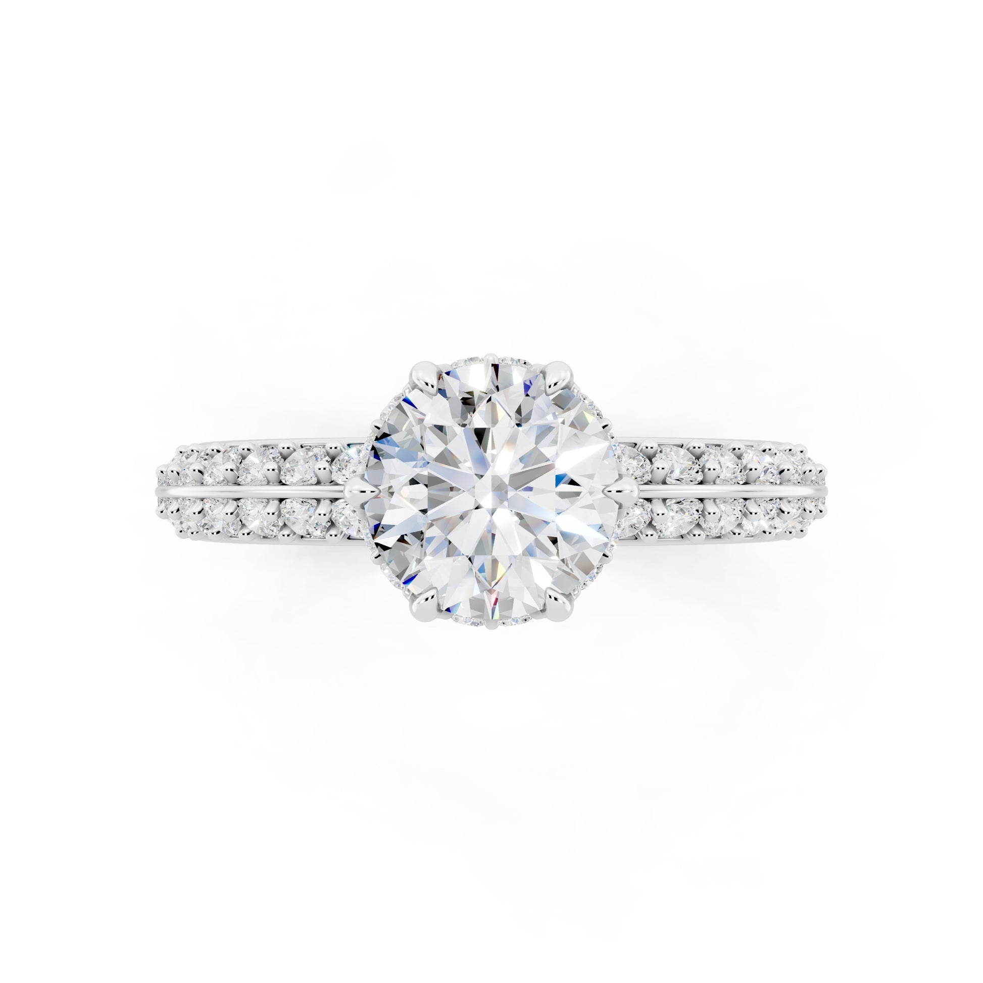 Customizable 1ct Lab Diamond center with double Row Pavé