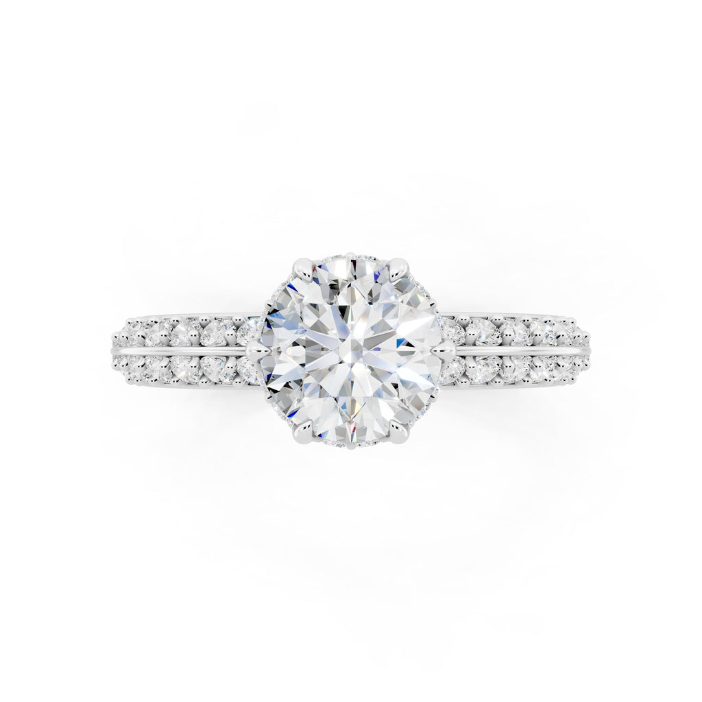 Customizable 1ct Lab Diamond center with double Row Pavé