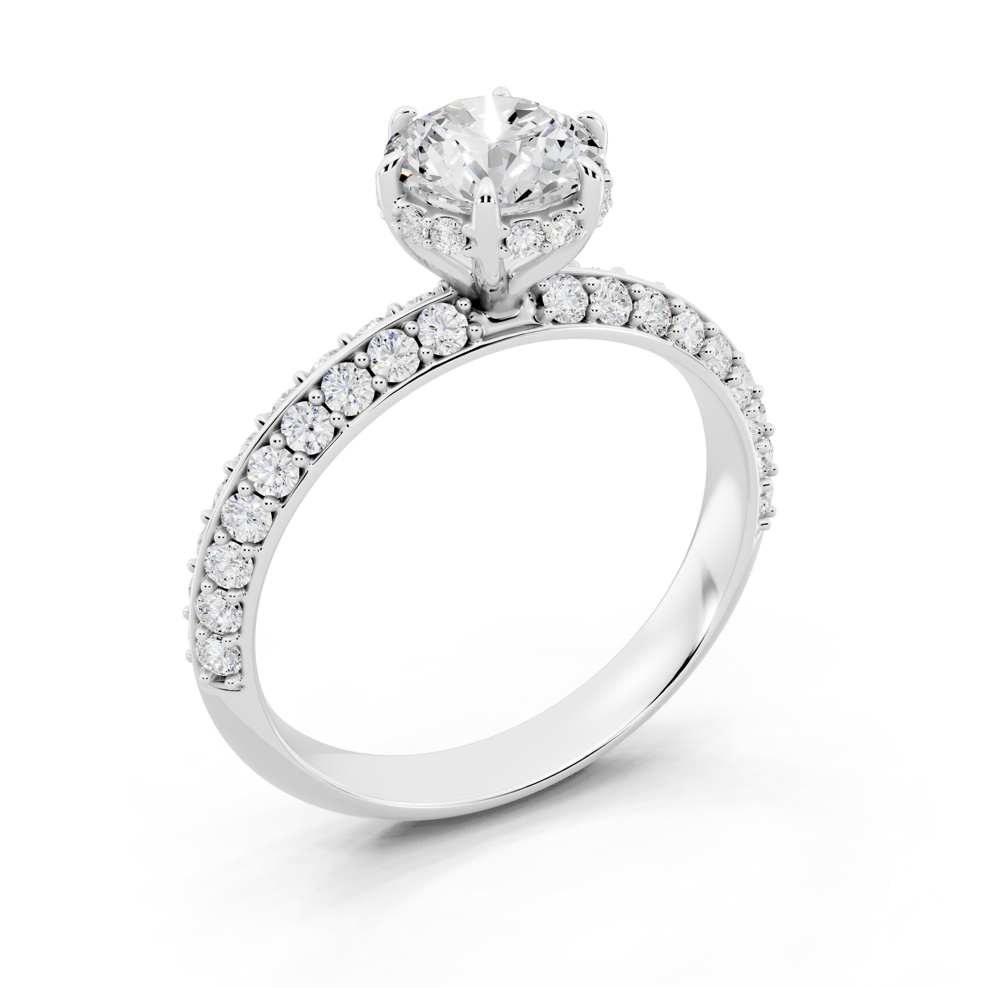 Customizable 1ct Lab Diamond center with double Row Pavé