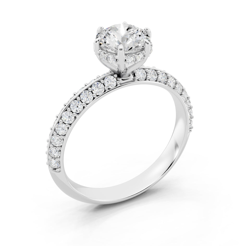 Customizable 1ct Lab Diamond center with double Row Pavé