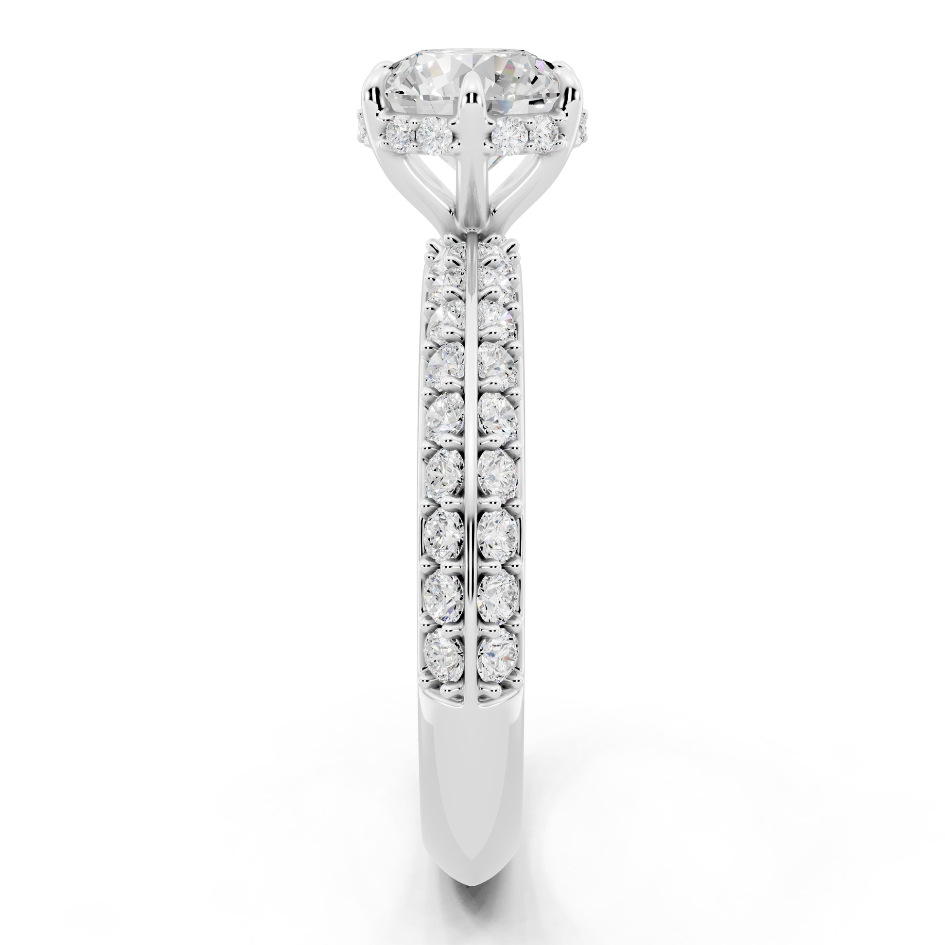 Customizable 1ct Lab Diamond center with double Row Pavé