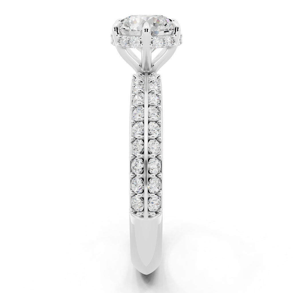 Customizable 1ct Lab Diamond center with double Row Pavé
