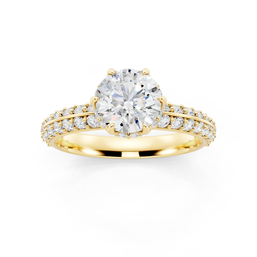 Customizable 1ct Lab Diamond center with double Row Pavé