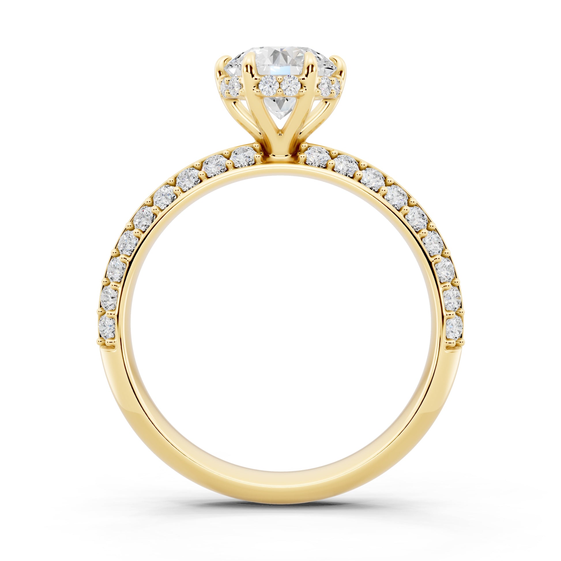 Customizable 1ct Lab Diamond center with double Row Pavé