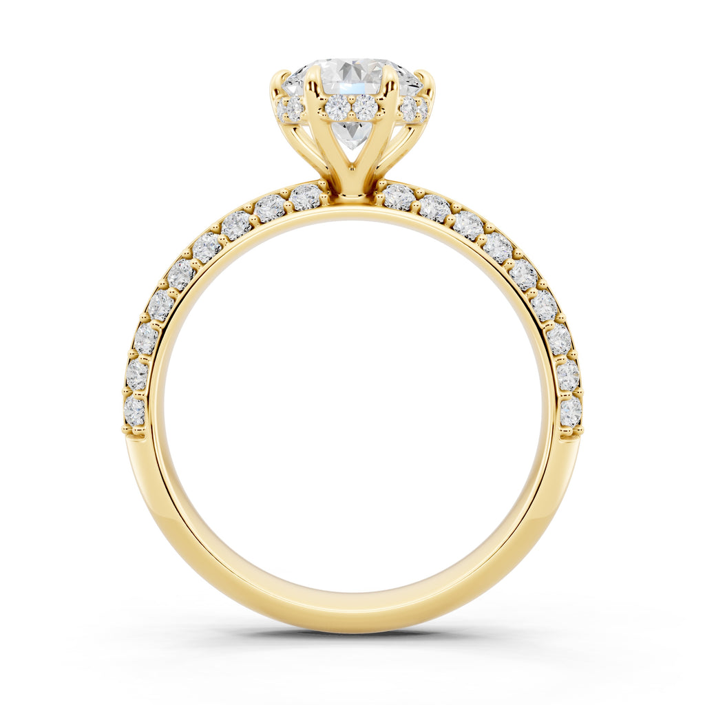 Customizable 1ct Lab Diamond center with double Row Pavé