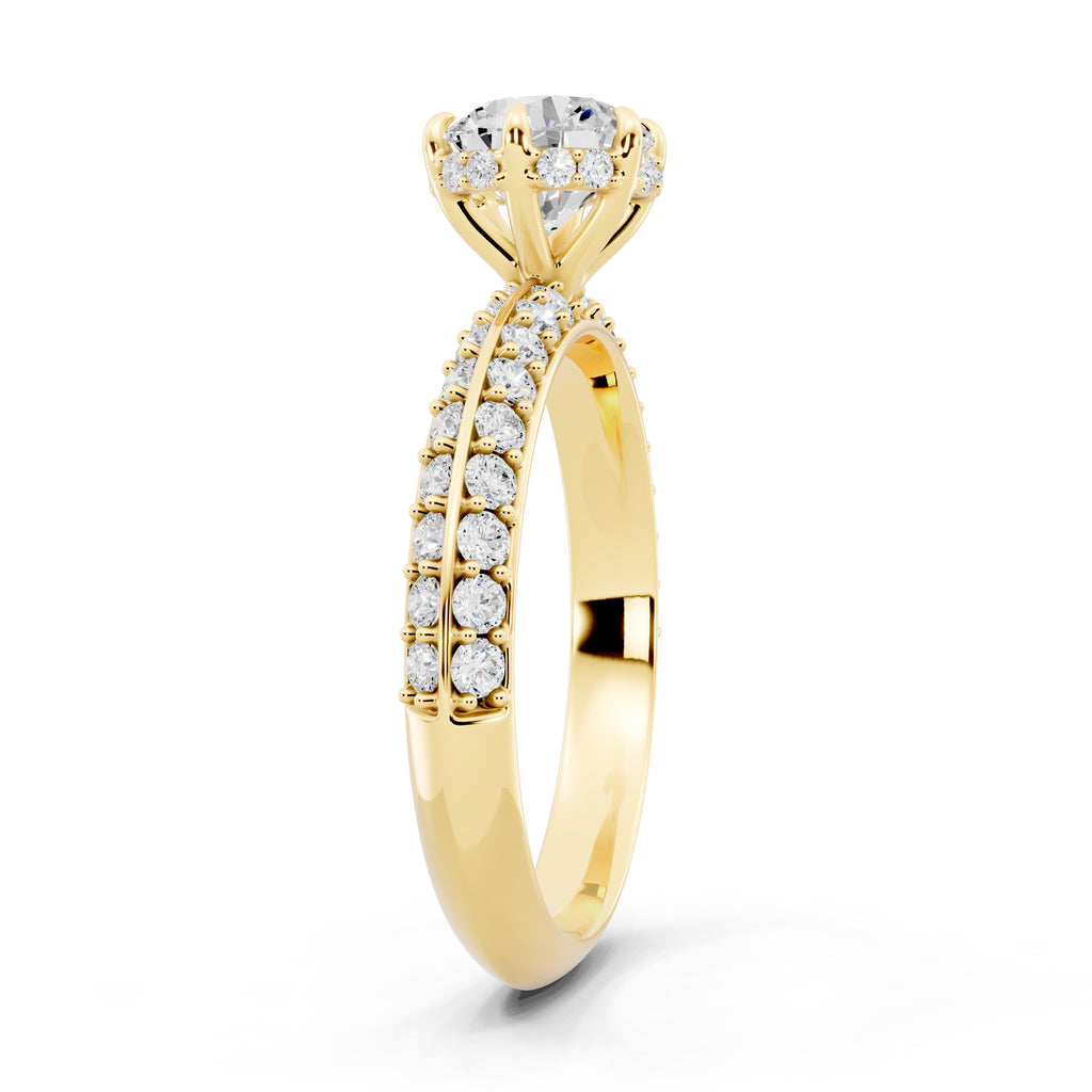 Customizable 1ct Lab Diamond center with double Row Pavé