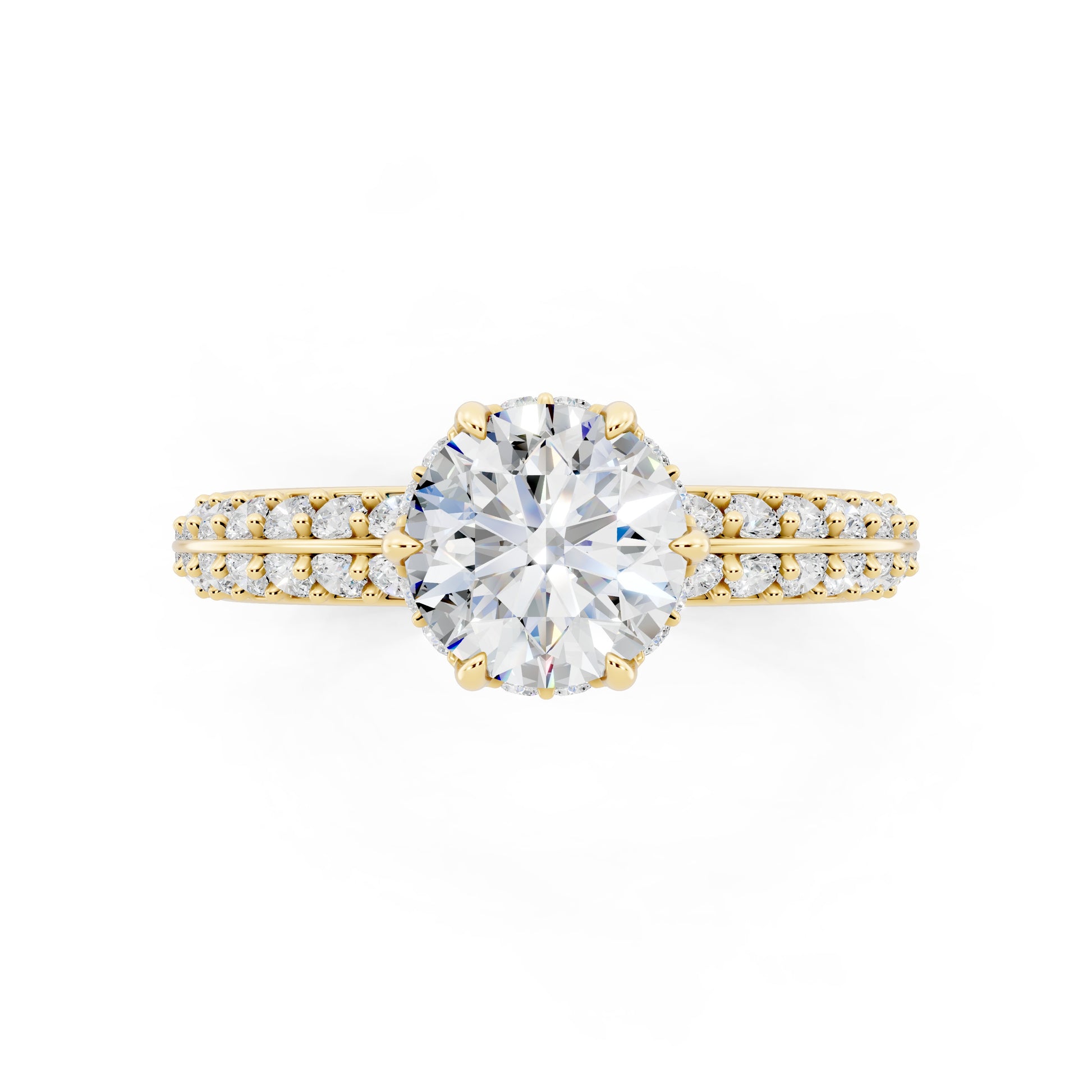 Customizable 1ct Lab Diamond center with double Row Pavé