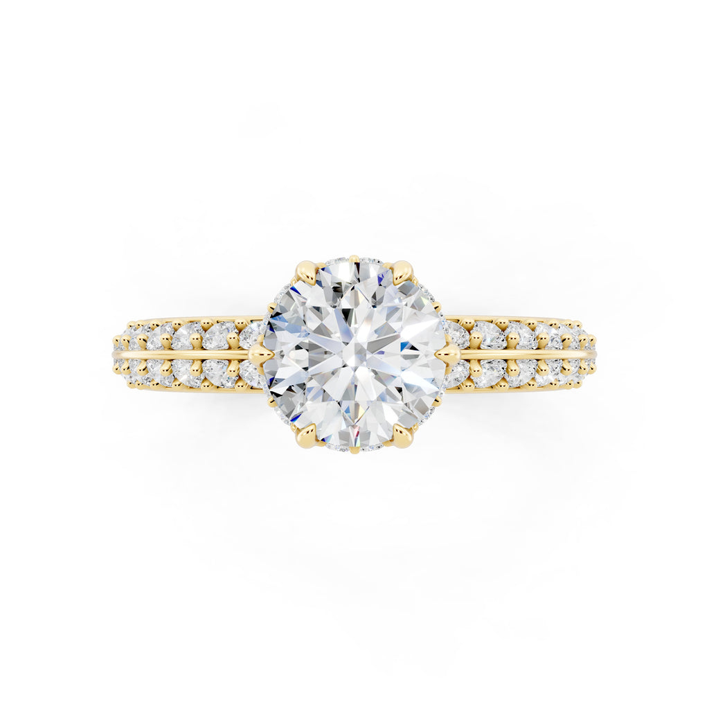 Customizable 1ct Lab Diamond center with double Row Pavé