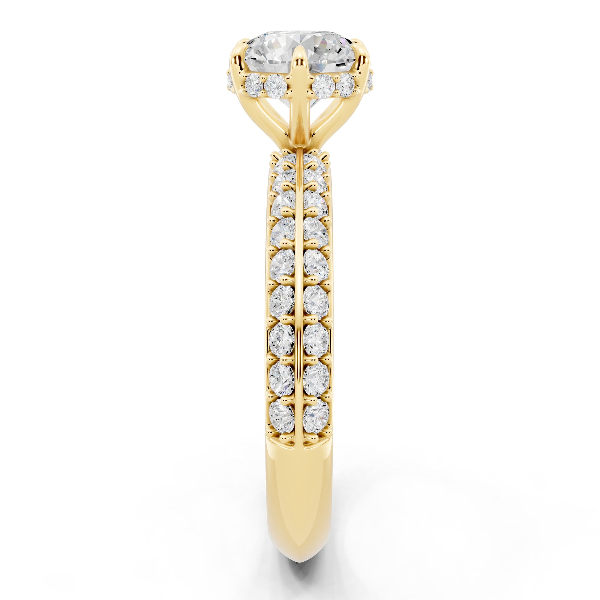 Customizable 1ct Lab Diamond center with double Row Pavé