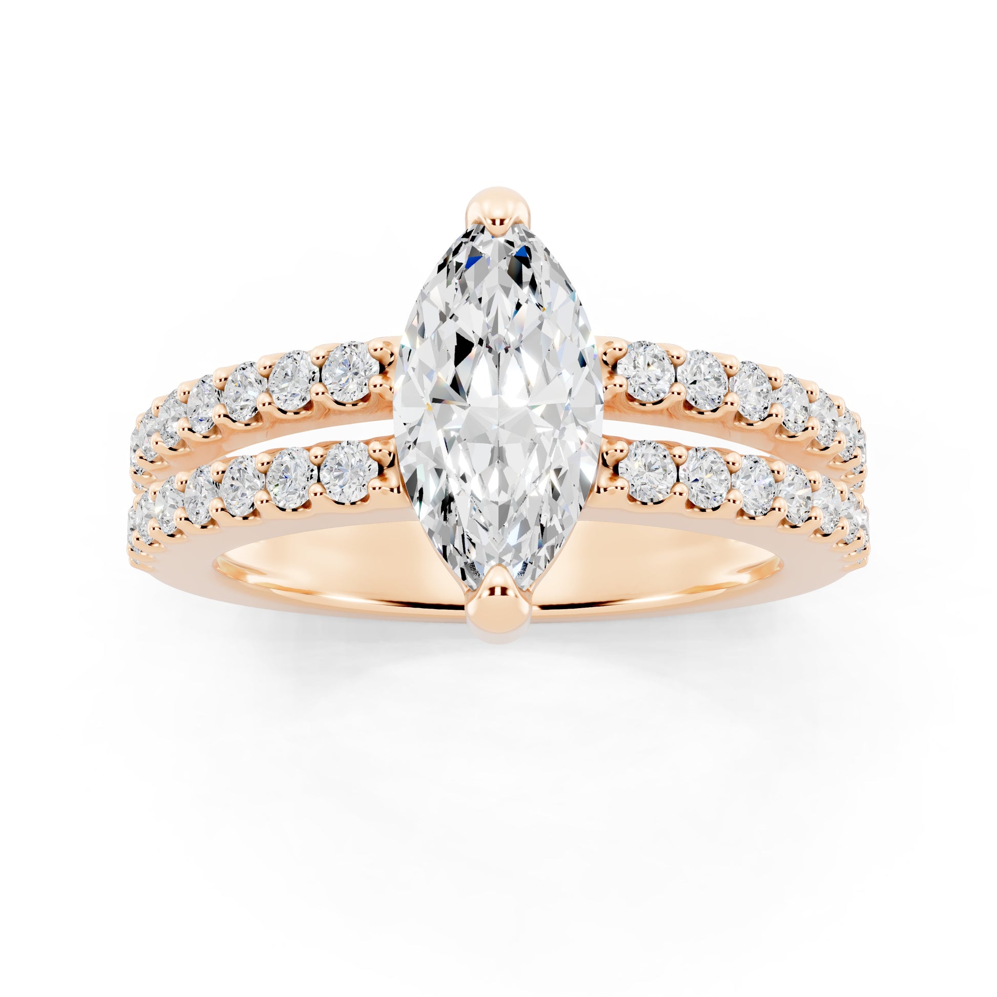 Customizable 1ct Marquise cut Lab Diamond with Split double band