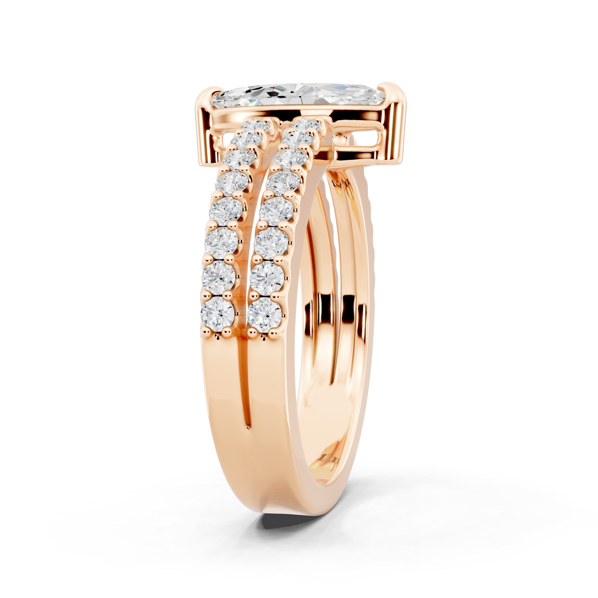 Customizable 1ct Marquise cut Lab Diamond with Split double band