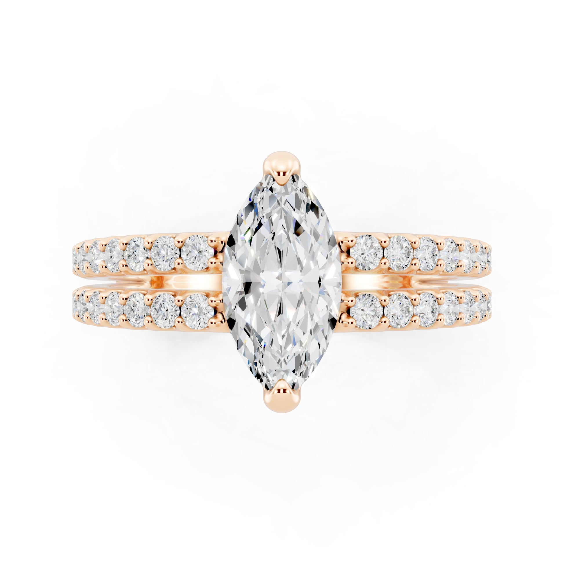 Customizable 1ct Marquise cut Lab Diamond with Split double band