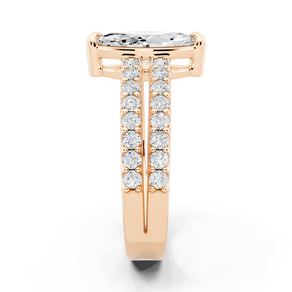 Customizable 1ct Marquise cut Lab Diamond with Split double band