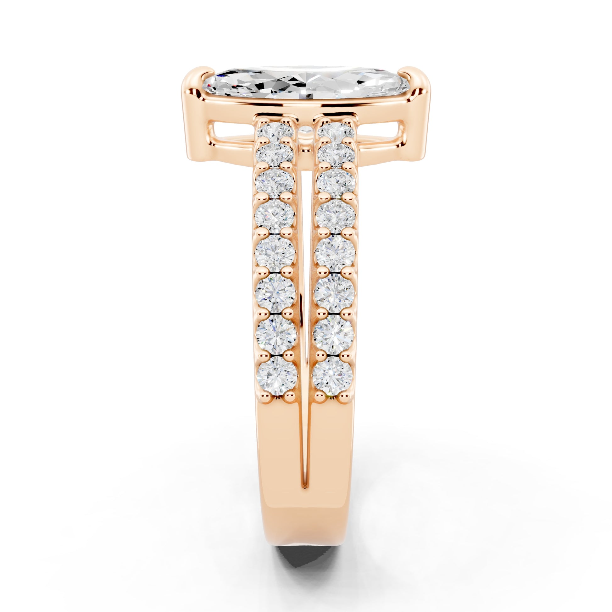 Customizable 1ct Marquise cut Lab Diamond with Split double band