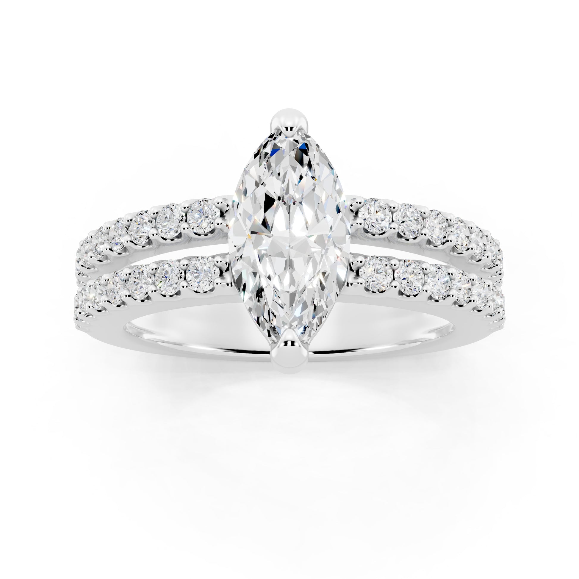Customizable 1ct Marquise cut Lab Diamond with Split double band