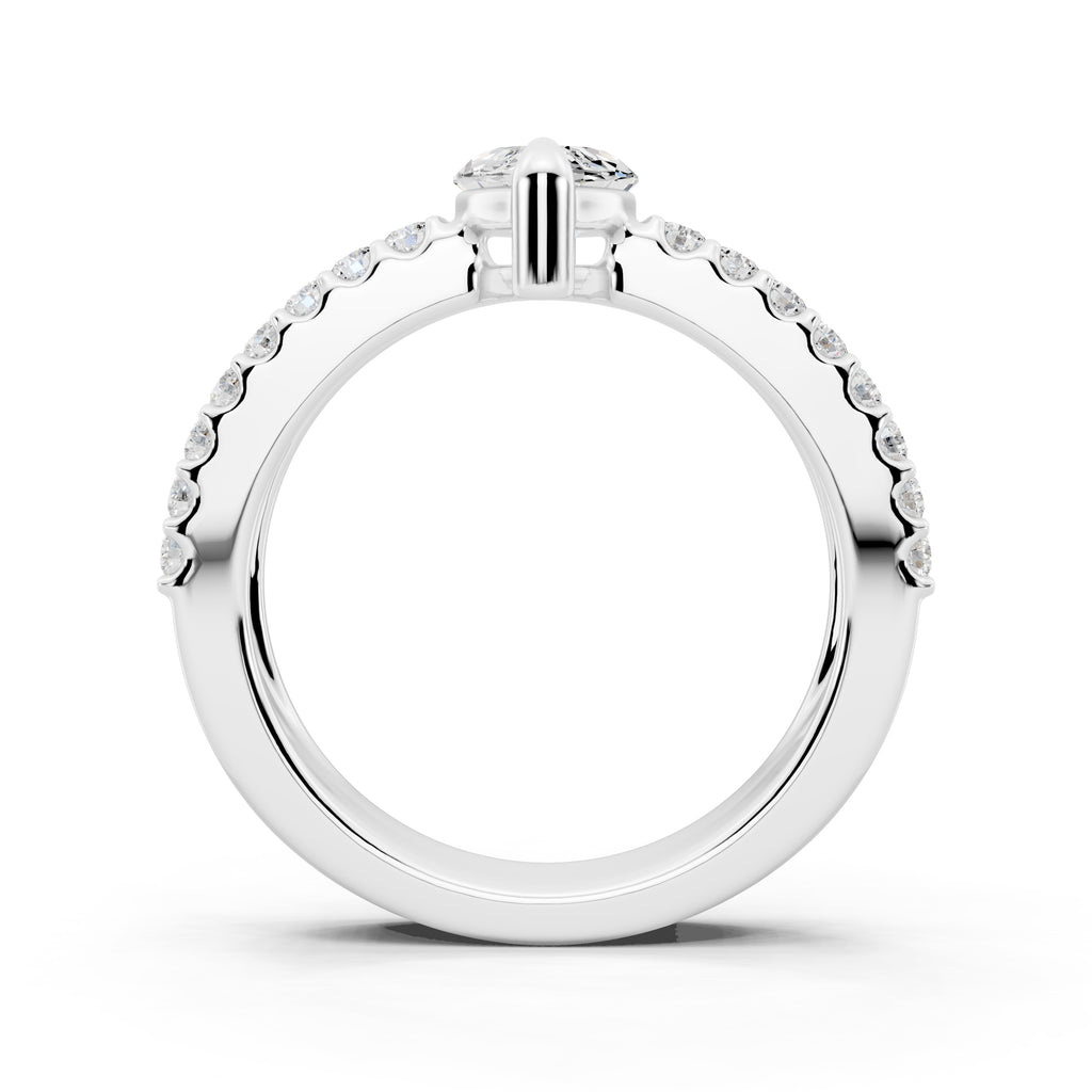 Customizable 1ct Marquise cut Lab Diamond with Split double band