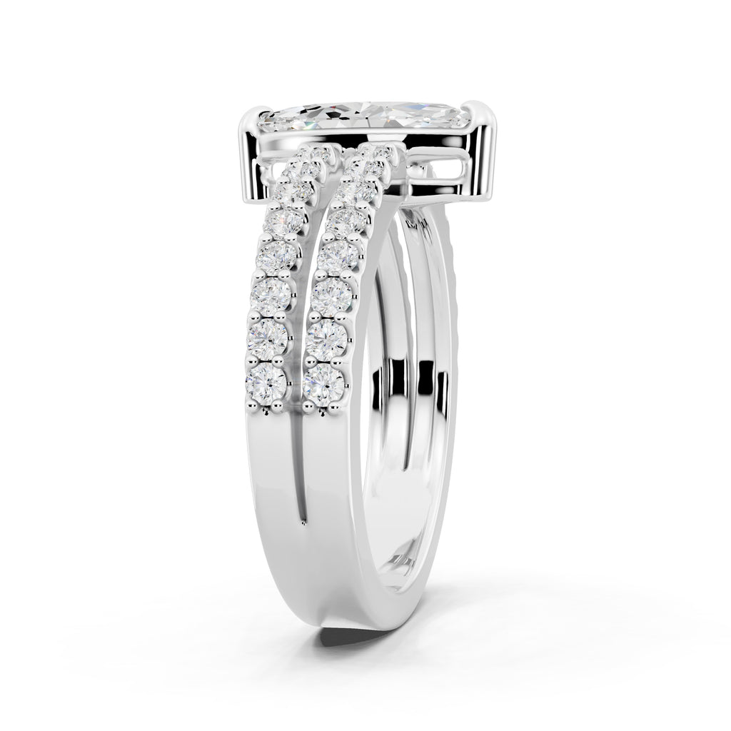 Customizable 1ct Marquise cut Lab Diamond with Split double band