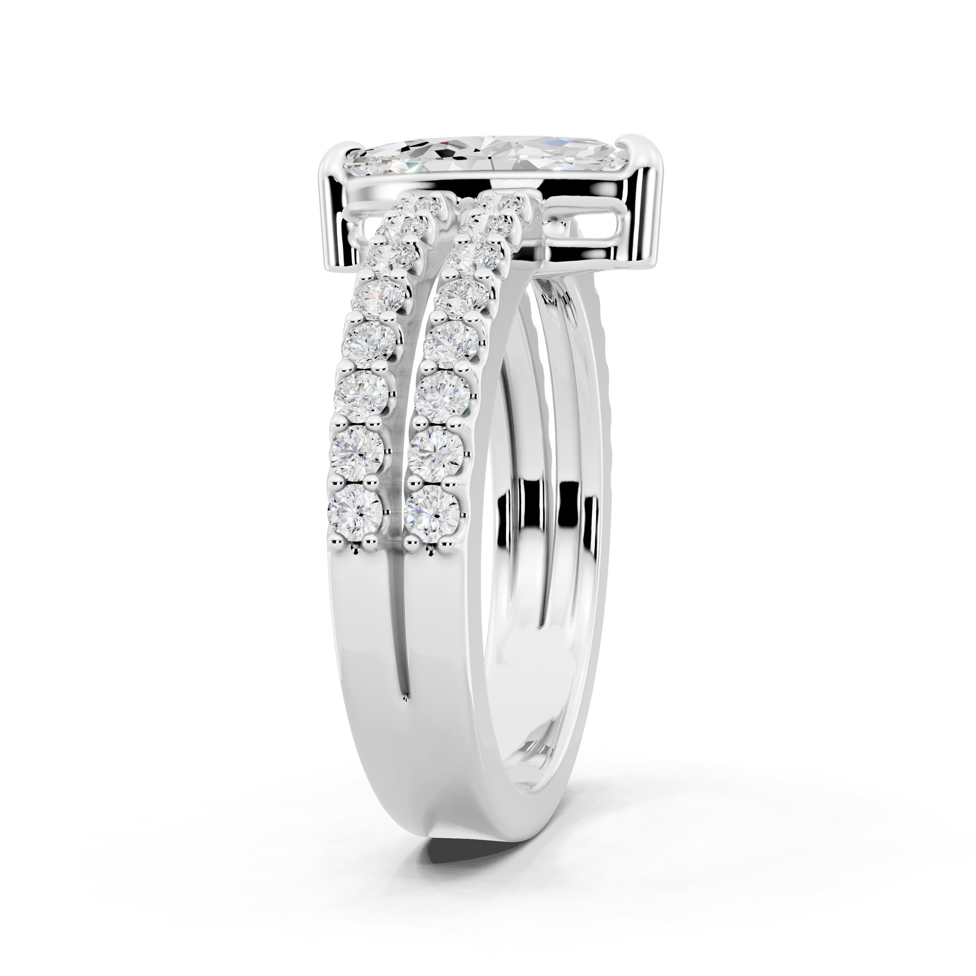 Customizable 1ct Marquise cut Lab Diamond with Split double band
