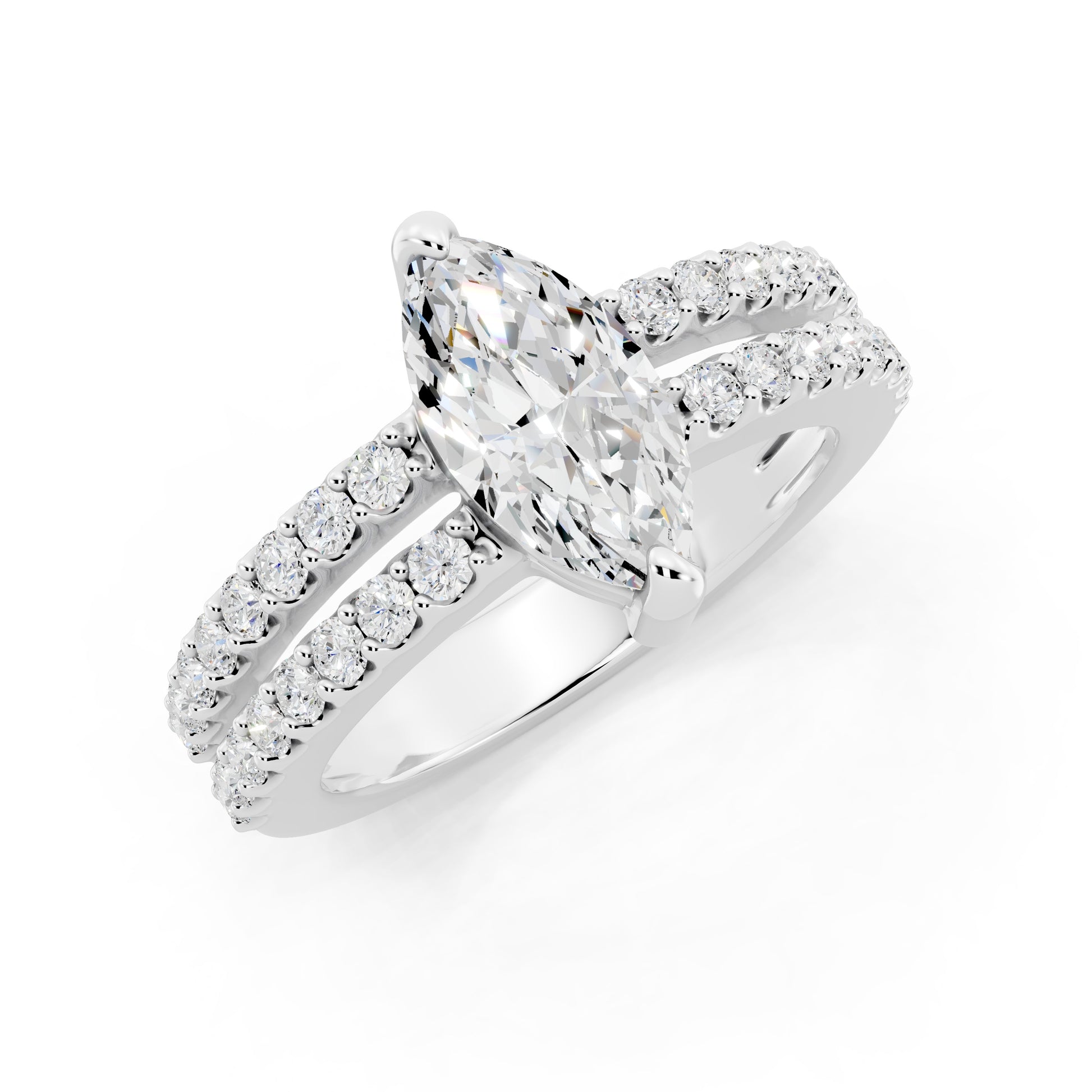 Customizable 1ct Marquise cut Lab Diamond with Split double band
