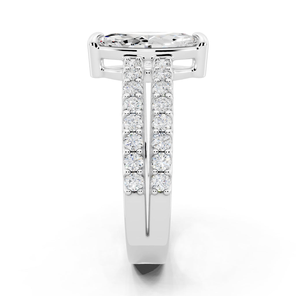 Customizable 1ct Marquise cut Lab Diamond with Split double band