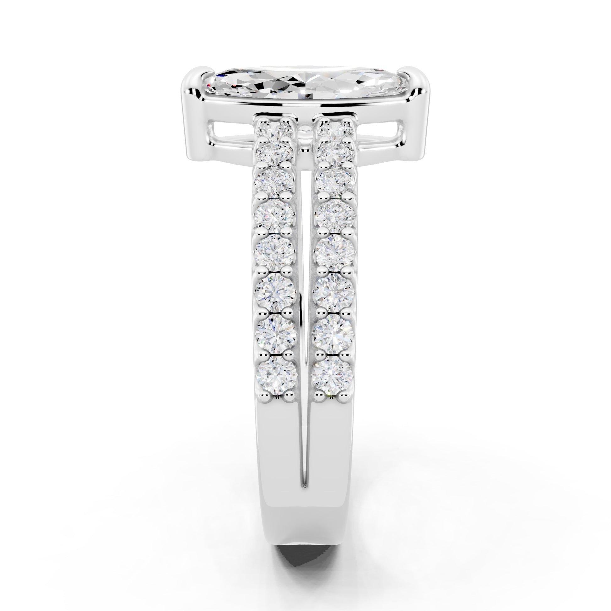 Customizable 1ct Marquise cut Lab Diamond with Split double band