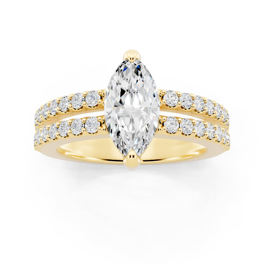 Customizable 1ct Marquise cut Lab Diamond with Split double band