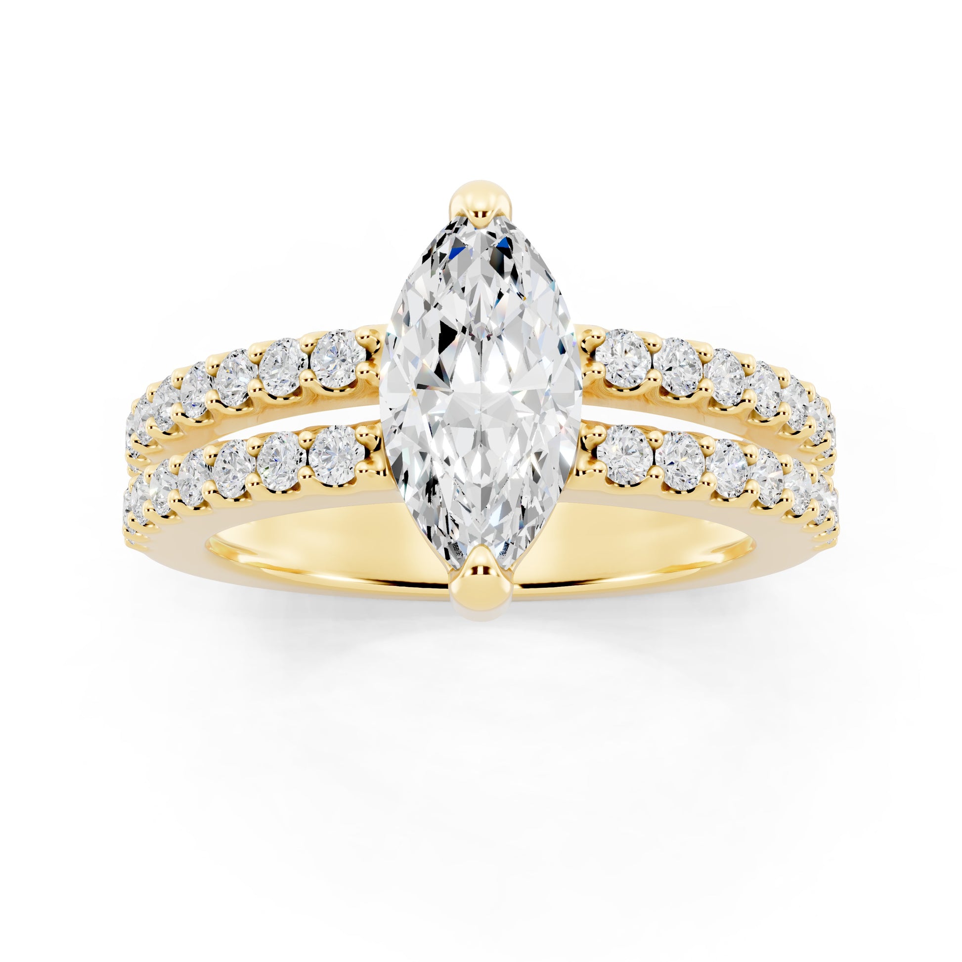 Customizable 1ct Marquise cut Lab Diamond with Split double band