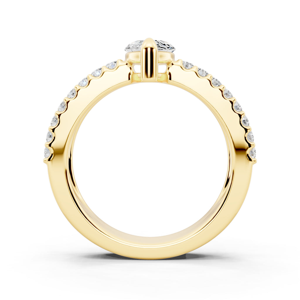 Customizable 1ct Marquise cut Lab Diamond with Split double band