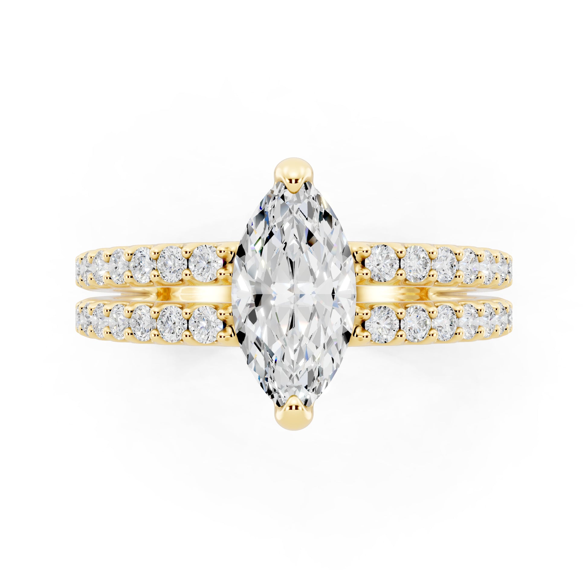 Customizable 1ct Marquise cut Lab Diamond with Split double band