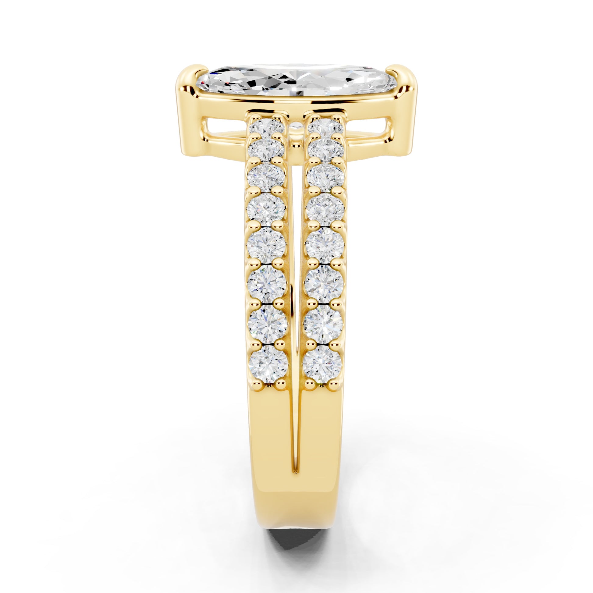 Customizable 1ct Marquise cut Lab Diamond with Split double band