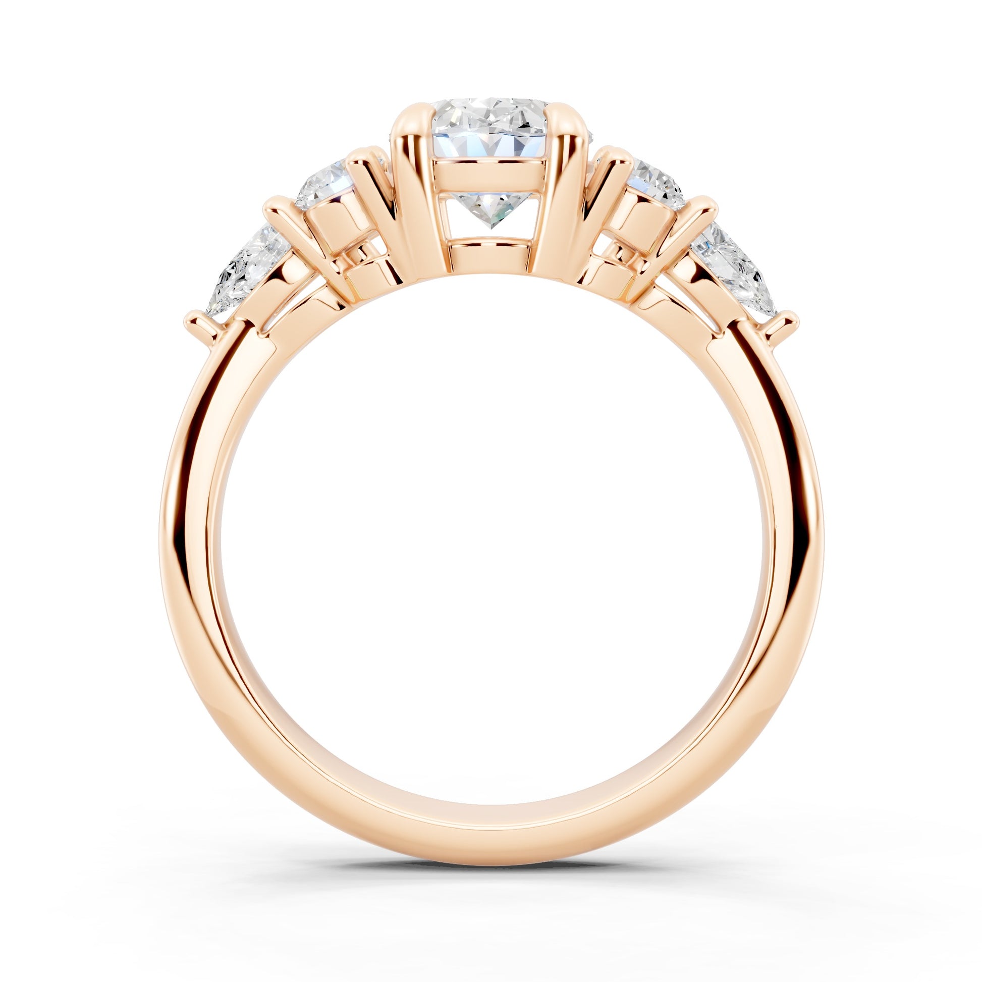 Customizable 1ct center Lab Diamond with Pear Diamonds on the sides